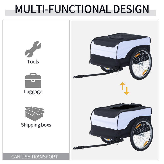 Bike Trailer Cargo Carrier - Foldable Steel Frame with Removable Cover, Bicycle Storage Hitch - Ideal for Extra Storage Needs on the Go