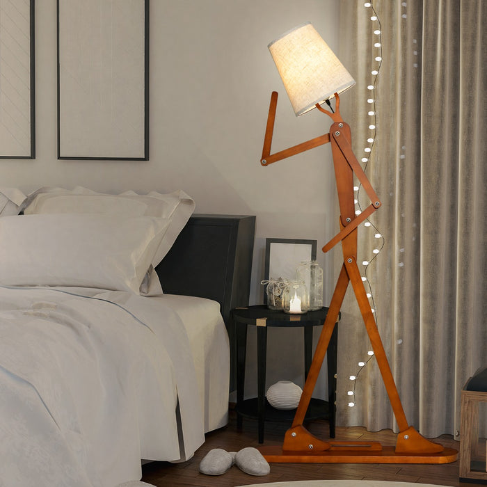 Adjustable Wooden Floor Lamp - Unique Design with Flexible Joints, Shape-Change Feature - Ideal Lighting Solution for Design-conscious Homeowners