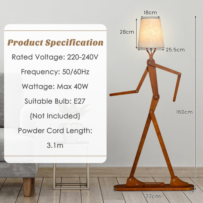Adjustable Wooden Floor Lamp - Unique Design with Flexible Joints, Shape-Change Feature - Ideal Lighting Solution for Design-conscious Homeowners