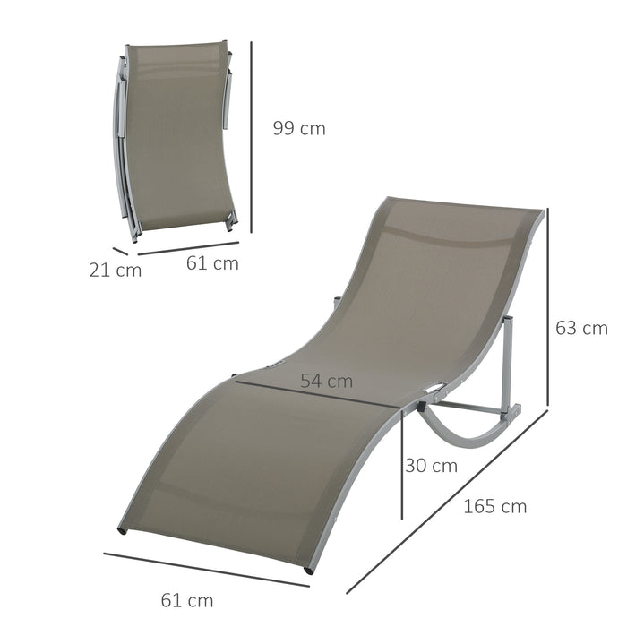 Foldable S-shaped Lounge Chairs, Set of 2 - Sun Lounger Recliner for Outdoor, Patio, Beach, Garden - Light Grey Comfort Seating