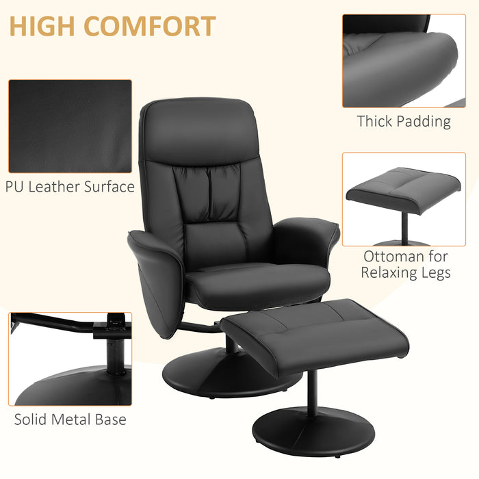 Executive Recliner Chair with Footstool - High-Back, Ergonomic Armchair Lounge Seat in Black - Ideal for Comfortable Work & Relaxation Spaces