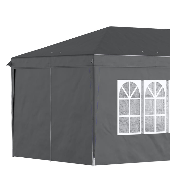 Height Adjustable 3x6m Pop-up Gazebo with Side Panels and Windows - Waterproof Outdoor Shelter for Garden and Events - Ideal for Parties, Camping & Storage Bag Included