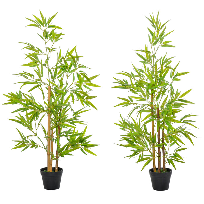 Artificial Bamboo Trees Duo - 120cm Tall Faux Plant Decoration with Nursery Pot - Enhances Indoor & Outdoor Spaces