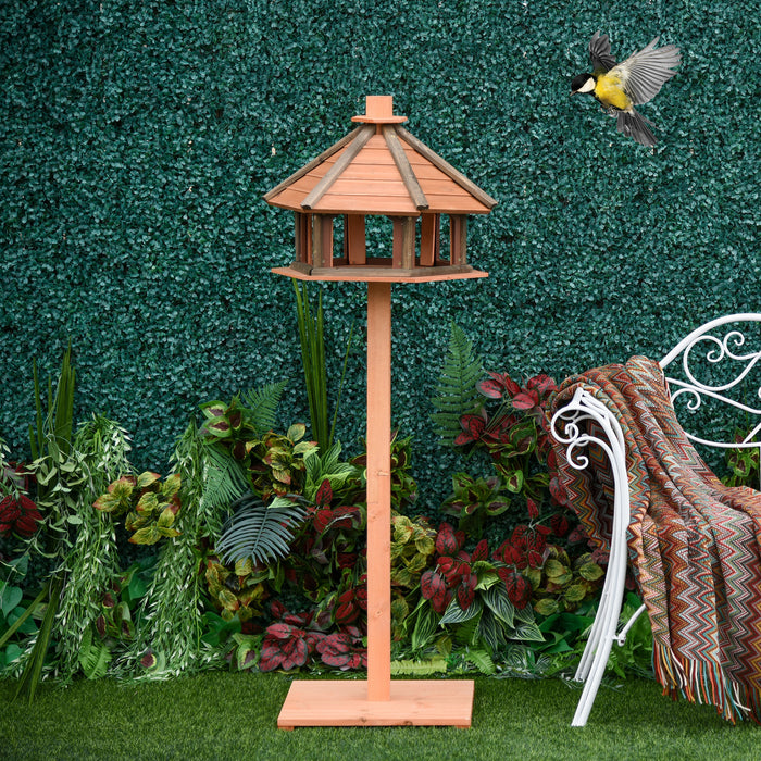 Outdoor Wooden Bird Feeder and Birdhouse - 130cm Water-Resistant Roof, Playstand Design - Ideal for Garden Wildlife Enthusiasts