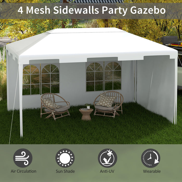 Garden Gazebo Marquee - 3x4m Outdoor Shelter with 2 Sidewalls, Perfect for Patio and Yard Events - Elegant White Party Tent