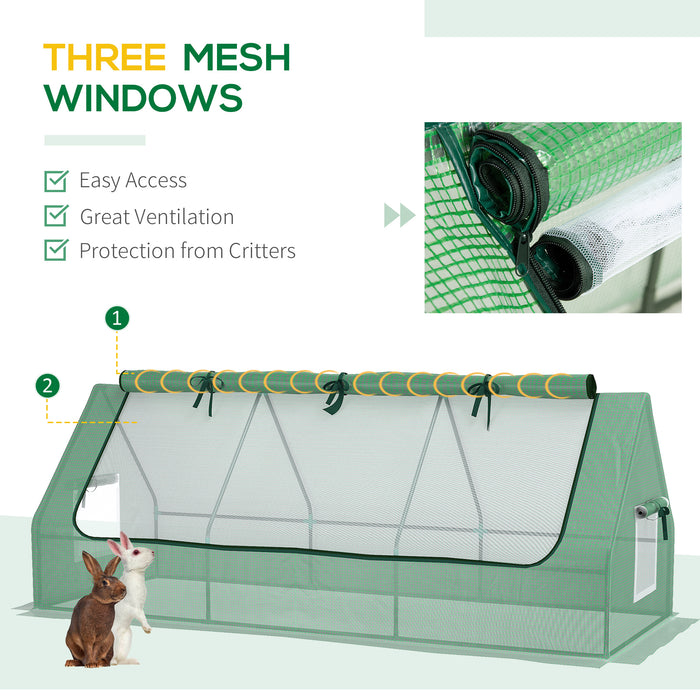 Portable Polytunnel Greenhouse - 240x90x90cm with Ventilated Mesh Windows - Ideal for Indoor and Outdoor Gardening