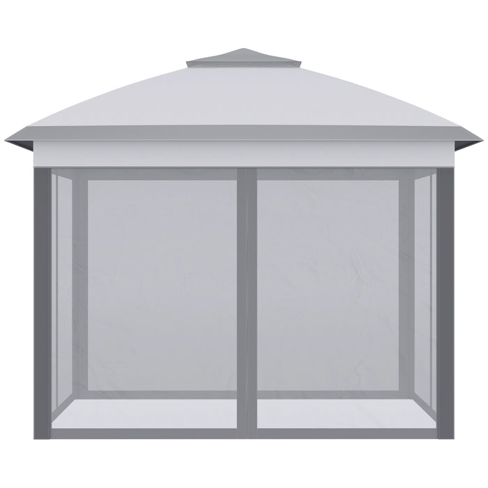 Double-Roof 11x11 Pop-Up Canopy Tent - Height-Adjustable Folding Shelter with Zippered Mesh Sidewalls & Carrying Bag - Perfect for Outdoor Events, Beige