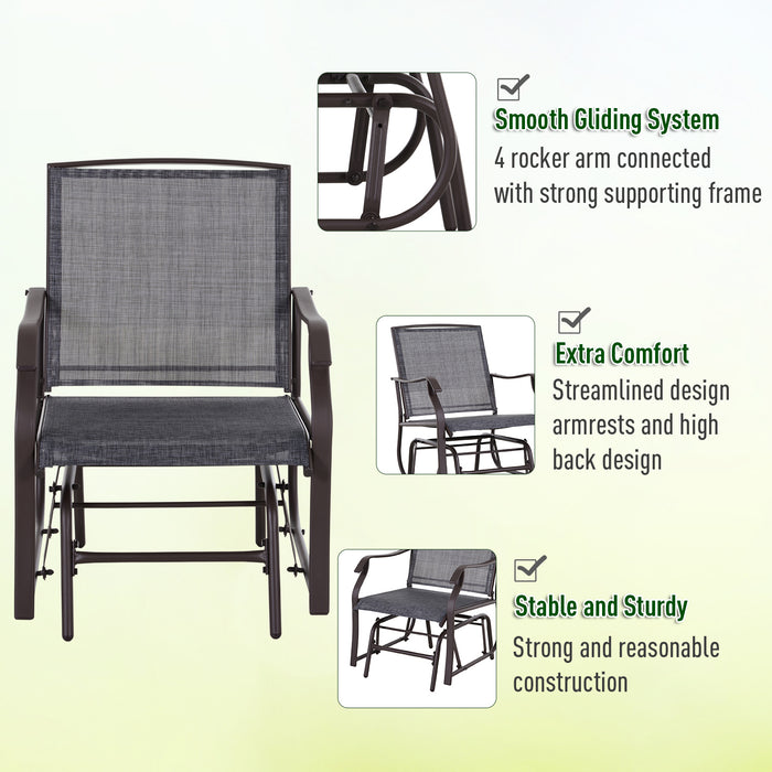 Glider Rocking Chair & Table Set - 2-Person Outdoor Rocker and Patio Bistro Set in Grey - Ideal for Garden Relaxation and Entertaining