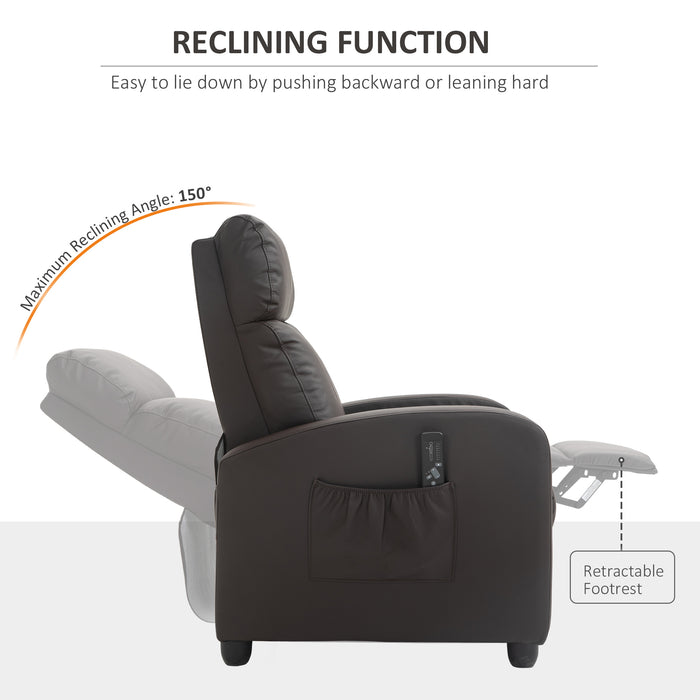 Luxurious PU Leather Recliner - Massage Sofa Chair with Footrest and Remote Control - Ideal for Living Room, Bedroom, and Home Theater Comfort