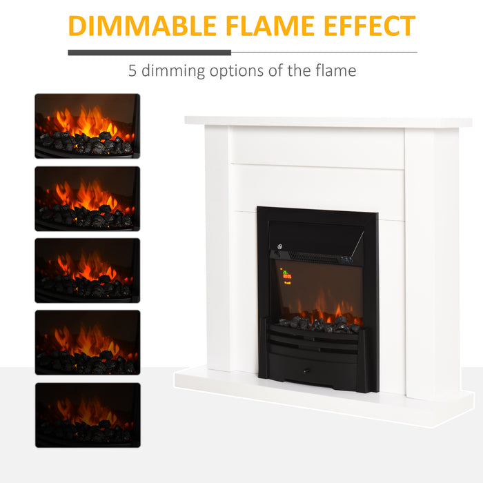 Modern LED Electric Fireplace Suite with Curved Mantelpiece - Marble Stone Design, Tempered Glass & Intelligent Safety Features - Perfect for Cozy, Remote-Controlled Indoor Heating