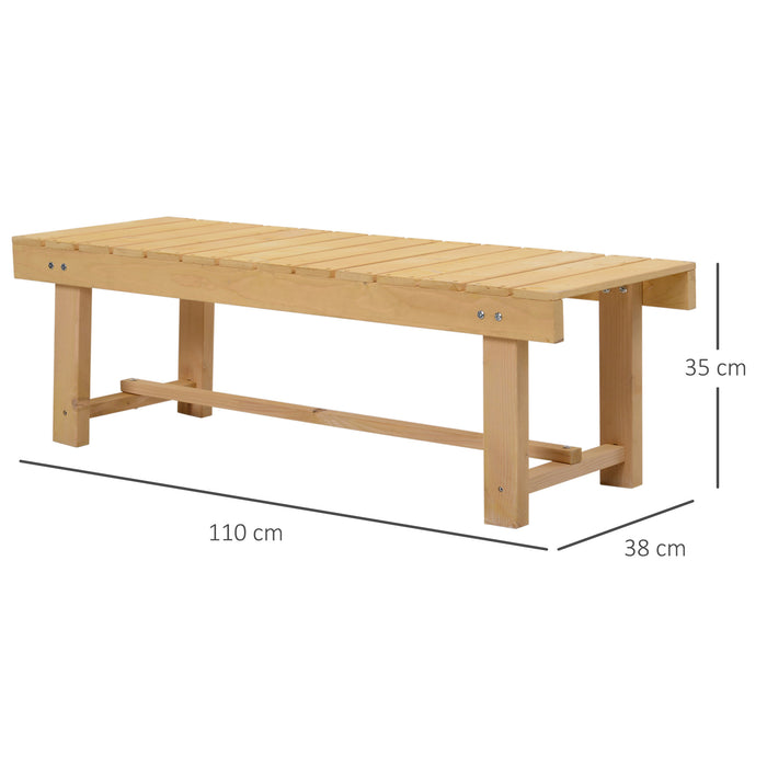 2-Seater Garden Wooden Bench - Robust Fir Patio Loveseat, Indoor/Outdoor, 110L x 38W cm - Ideal for Couples’ Cozy Corner or Garden Retreat