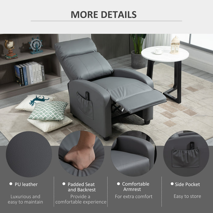 PU Leather Recliner Massage Chair with Footrest - Ergonomic Lounge Armchair with Remote Control for Comfort - Perfect for Living Room, Bedroom, Home Theater