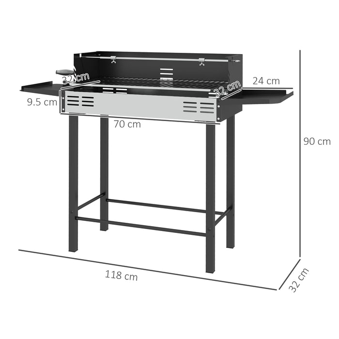 Rotisserie Charcoal Grill Roaster - Chicken & Turkey Spit Roasting Machine with Adjustable 3-Level Grate and Side Shelves - Perfect for Outdoor Barbecues and Gatherings