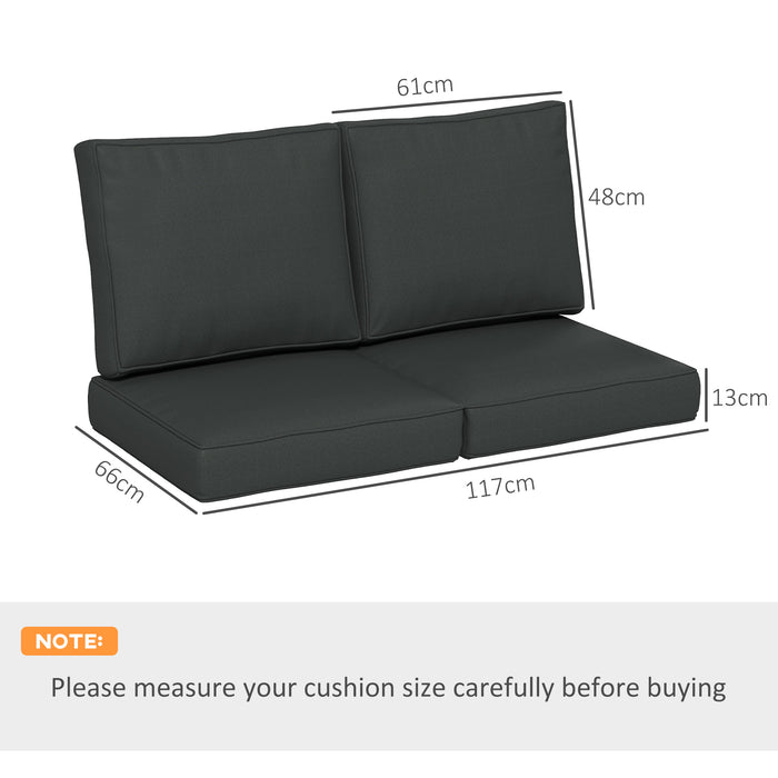 Patio Chair Cushion Set - 3-Piece Indoor/Outdoor Back and Seat Replacement Pillows - Perfect Comfort for Garden Furniture, Charcoal Grey