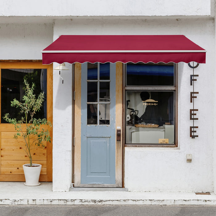 Manual Retractable Garden Awning - 3.5 x 2.5M Patio Sun Shade Shelter in Wine Red with Winding Handle - Outdoor Comfort & UV Protection for Homeowners