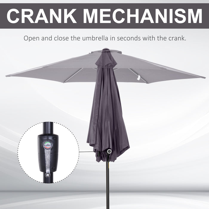 Aluminum Frame Patio Umbrella 2.7m - Grey Canopy with UV Protection - Ideal Outdoor Shade for Gardens and Patios