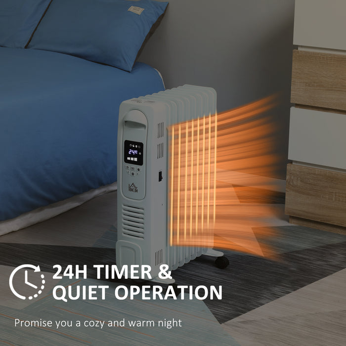 2180W Digital Oil Filled Radiator Heater - 9 Fin Portable Electric Appliance with LED Display and 3 Heat Settings - Includes Safety Cut-Off and Remote Control for Easy Use