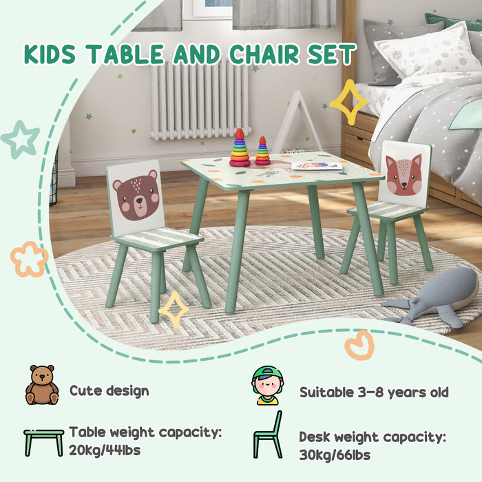 Children Desk with 2 Chairs Set - 3-Piece Toddler Activity Furniture for Playroom and Bedroom - Ideal for Nursery, Playtime, and Learning, Green