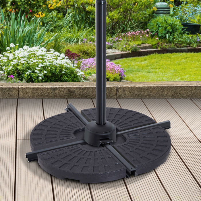 Portable Round Parasol Base - 4-Piece Umbrella Cross Stand Weights Set, Sand/Water Fillable - Outdoor Garden Patio Stability Solution