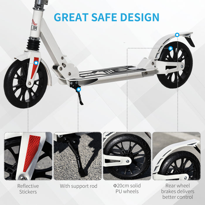 Adjustable Kick Scooter with 200mm Wheels - Foldable Design, Shock Absorbing & Foot Brake Features - Ideal for Teens & Adults Over 14 Years