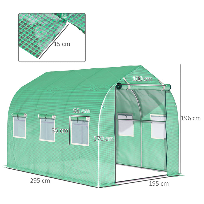 Polytunnel Walk-In Greenhouse with Observation Windows - Sturdy Outdoor Gardening Solution, 3x2M Size - Ideal for Garden and Backyard Enthusiasts