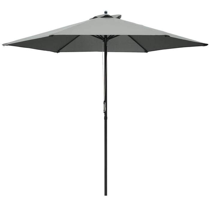 Outdoor Sunshade Canopy Umbrella - 2.8m Patio Parasol with 6 Ribs, Manual Push, Dark Grey - Ideal for Garden and Backyard Comfort