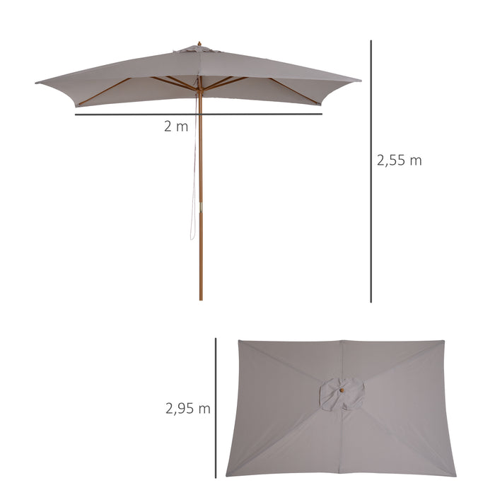 Wooden Parasol Garden Umbrellas - 2 Pack, 3m Sun Shade, Outdoor Patio Canopy in Light Grey - Provides Comfortable Protection and Leisure in Outdoor Spaces