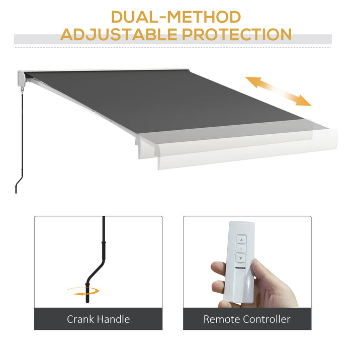 Electric Retractable Awning 3 x 2.5m - Aluminum Frame Sun Canopy with Remote Control for Patios and Windows - Provides Shade, Enhances Outdoor Comfort