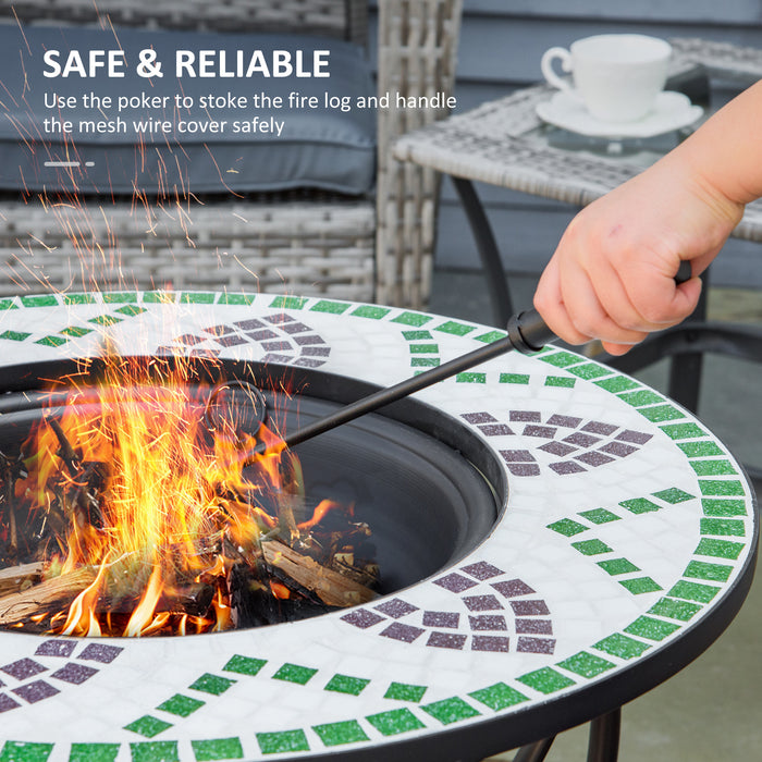 Outdoor 3-in-1 Fire Pit with BBQ Grill - Versatile Garden Table & Firepit Bowl, Includes Spark Screen and Fire Poker - Ideal for Backyard Bonfires & Patio Gatherings