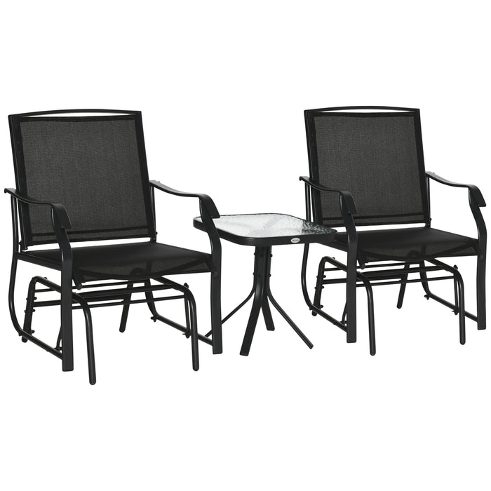 Glider Rocking Chair & Table Set - 2-Person Patio Bistro Set with Rocking Chairs & Matching Table - Ideal for Outdoor Relaxation and Socializing