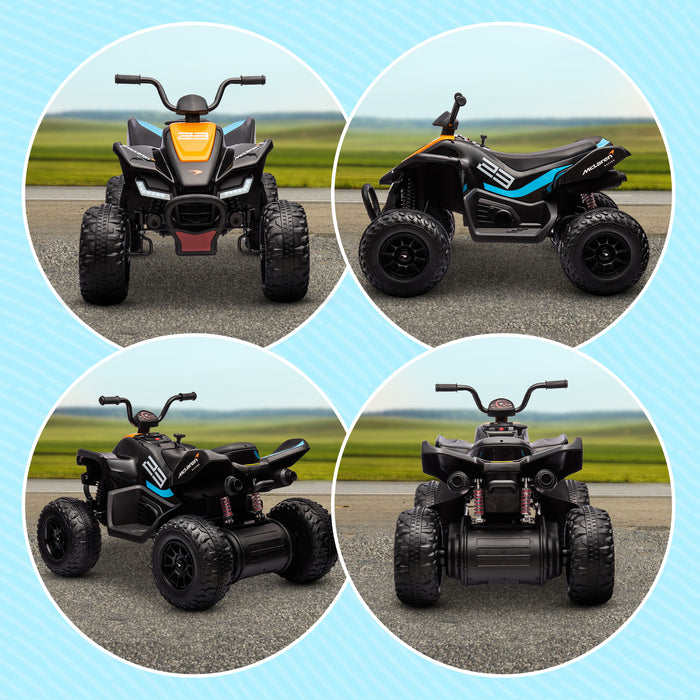 McLaren Licensed 12V Quad Bike - Electric Ride-On with Music, Headlights, MP3 Connectivity, Slow Start, Suspension Wheels - Perfect for Kids Aged 3-8