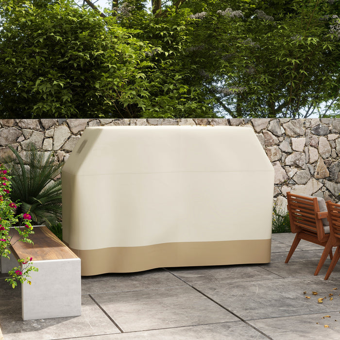 Protective Grill Cover in Beige - 71W x 188L cm with Durable PU Coating - Shields BBQ from Weather and Dust