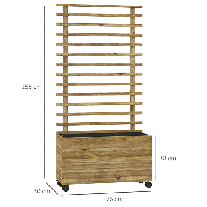 Mobile Raised Garden Bed with Trellis - 76x30x155cm Wooden Planter Box for Outdoor Use, with 4 Wheels for Easy Movement - Ideal for Climbing Plants & Home Gardening Enthusiasts