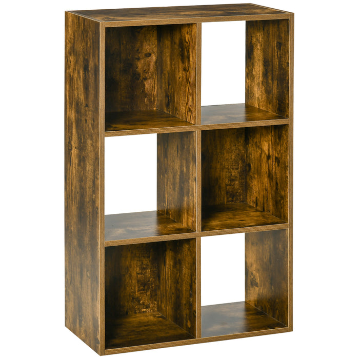 Industrial Style Bookshelf with 6-Tier Storage - Multipurpose Freestanding Shelving Unit in Rustic Brown - Ideal for Living Room and Home Office Organization