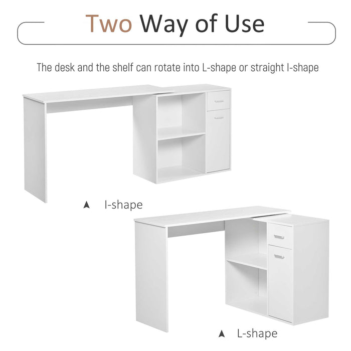 L-Shaped Corner Desk - Computer Study Workstation with Storage & Drawer - Ideal for Home Office Use