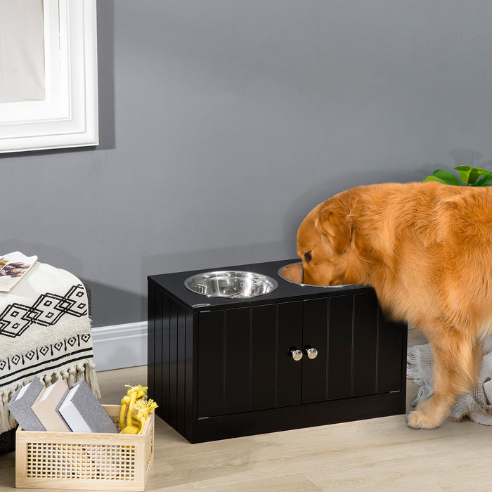 Elevated Pet Feeding Station for Large Dogs - Includes Stand, Storage Space & Dual Stainless Steel Bowls - Ideal for Comfortable Eating & Drinking Experience