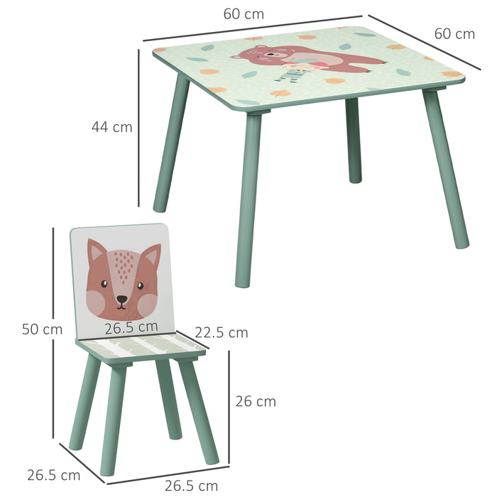 Children Desk with 2 Chairs Set - 3-Piece Toddler Activity Furniture for Playroom and Bedroom - Ideal for Nursery, Playtime, and Learning, Green