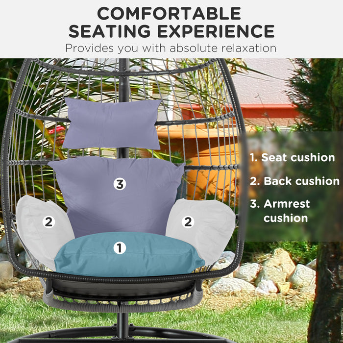 Patio Egg Chair Cushion Set - Comfy Armrest and Back Pad for Garden Lounge Chairs - Ideal for Indoor & Outdoor Relaxation in Dark Grey