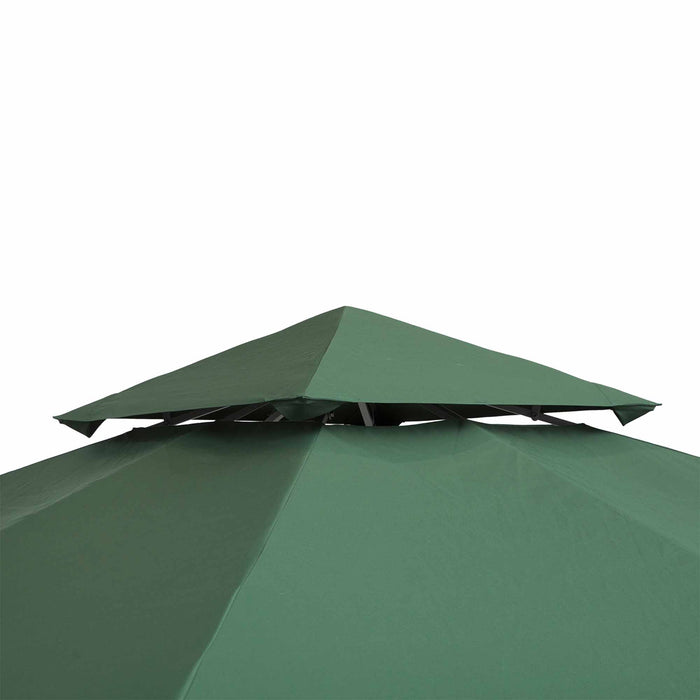 Gazebo Top Cover 3x3m - Double Tier Canopy Replacement, Pavilion Roof, Dark Green - Ideal for Outdoor Shelter and Garden Enhancement