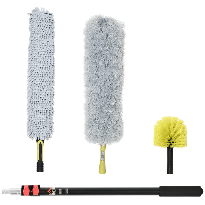 Extendable Microfiber Feather Duster - Telescopic Pole up to 5.9ft, Bendable Head - Ideal for High Ceilings and Ceiling Fans Cleaning