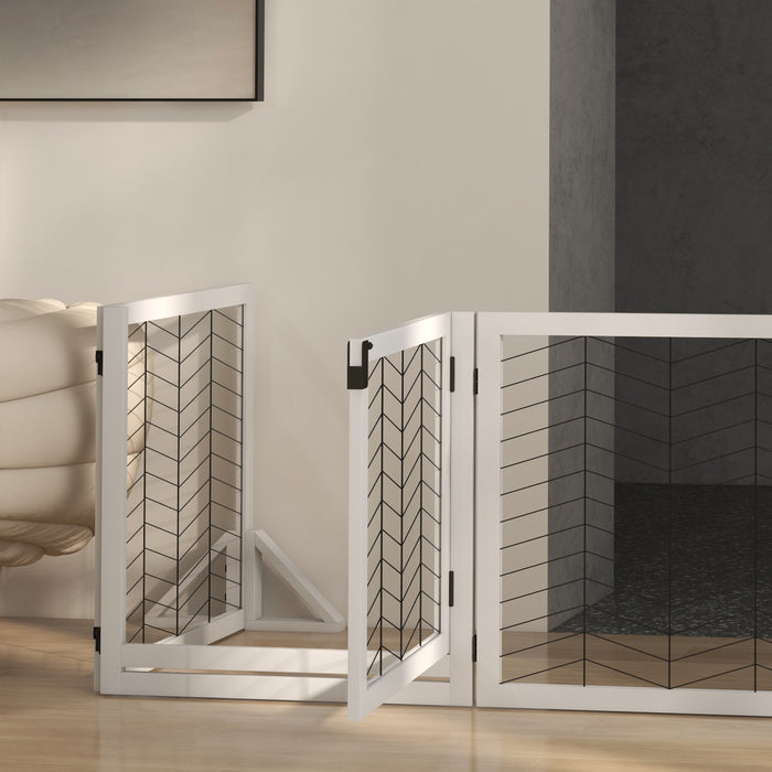 Foldable 8-Panel Pet Playpen with Stability Feet - Ideal for Home, Doorways & Stairs Use - Perfect for Small to Medium Dogs, White