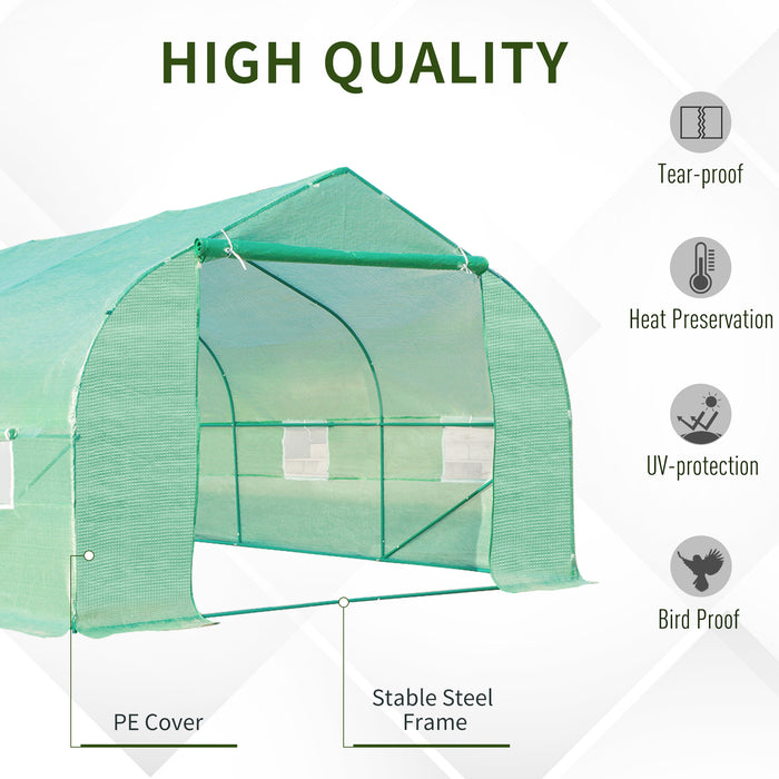 Large Walk-In Polytunnel Greenhouse - 6x3m with Sturdy Metal Frame, Roll-Up Windows & Zippered Door - Perfect for Gardeners & Plant Protection