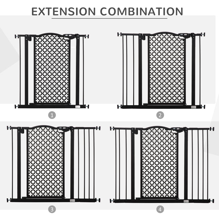 Pet Safety Gate Barrier 74-105 cm - Auto Close & Double Locking System for Doorways and Stairways - Ideal for Household Use to Keep Pets Secure