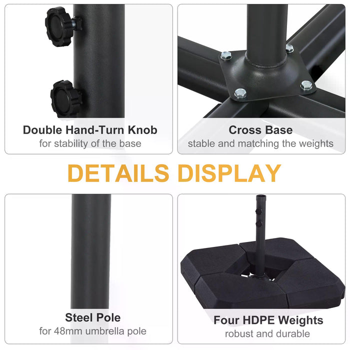 Fillable Parasol Base Set of 4 - Heavy-Duty Garden Umbrella Stand with Steel Cross Base, Sand/Water Compatible - Ideal for Outdoor Patio Stability