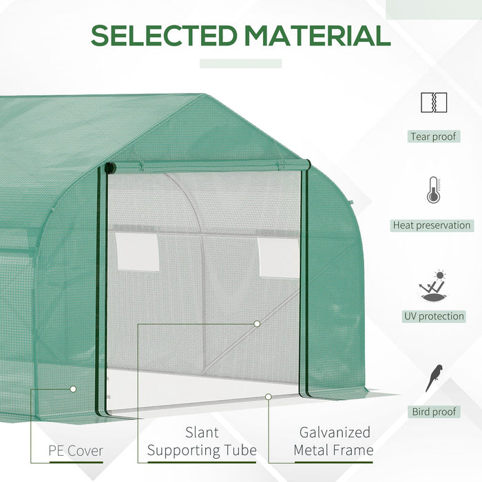 Walk-in Tunnel Greenhouse - 4.47 x 3 x 2m Polytunnel Plant Hot House with PE Cover and 6 Ventilated Windows - Ideal for Extended Growing Season