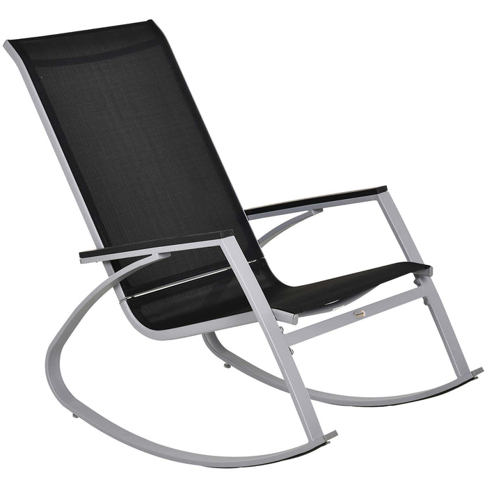 High-Back Rocking Sun Lounger - Comfortable Texteline Garden Seat for Patio, Black - Ideal Relaxation Outdoor Furniture Piece