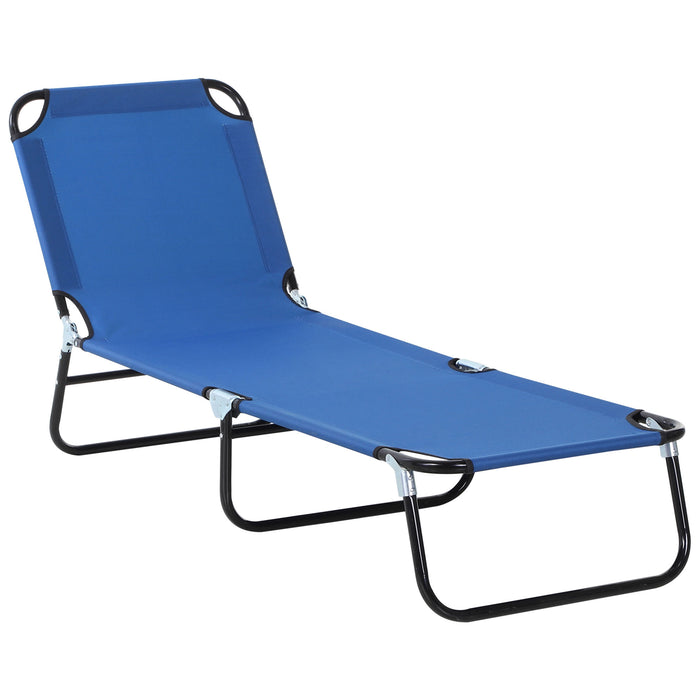 Foldable Blue Sun Lounger - 5-Position Recliner with Lightweight Design for Outdoor Enjoyment - Ideal for Poolside Relaxation and Sunbathing