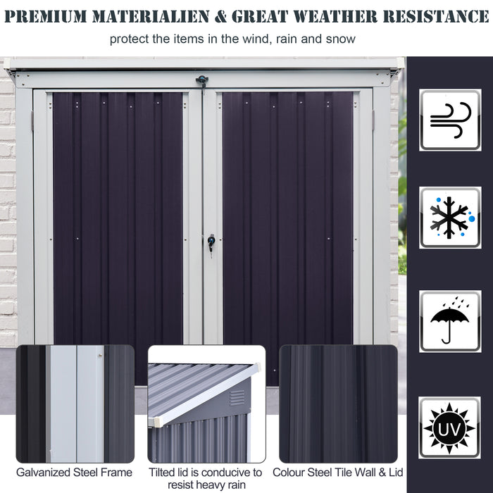 5ft x 3ft Garden 2-Bin Storage Shed - Corrugated Steel, Locking Doors, Outdoor Dustbin Unit - Keeps Garbage Discreet and Secured