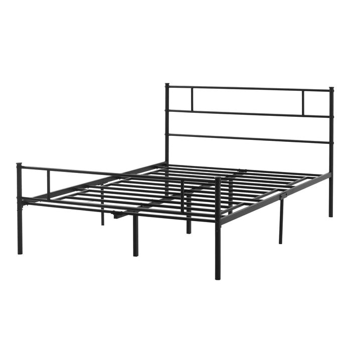 Sturdy Double Metal Bed Frame with Headboard and Footboard - Slatted Support Base & Ample Underbed Storage - Ideal Bedroom Furniture Solution