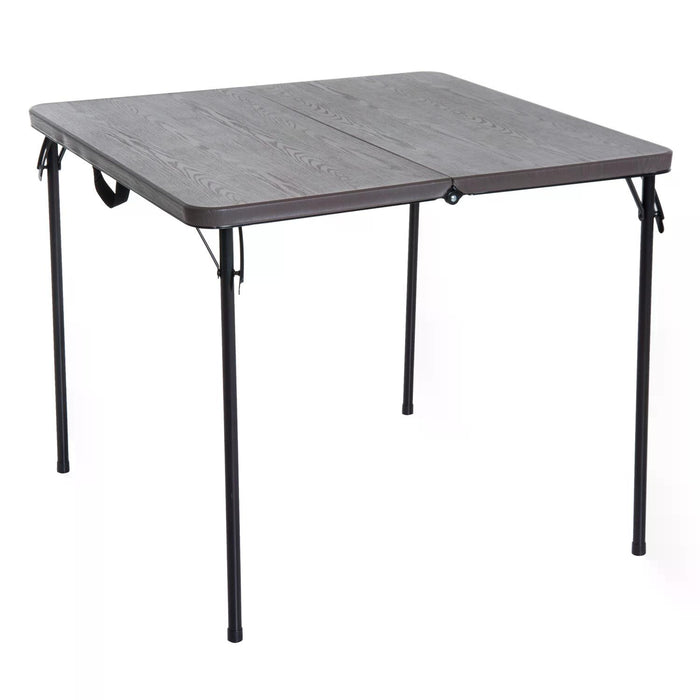 Outdoor Folding Table - Sturdy Portable Setup for Garden, Camping, BBQs & Parties - 86x86cm Weather-Resistant Surface in Stylish Black/Brown Design